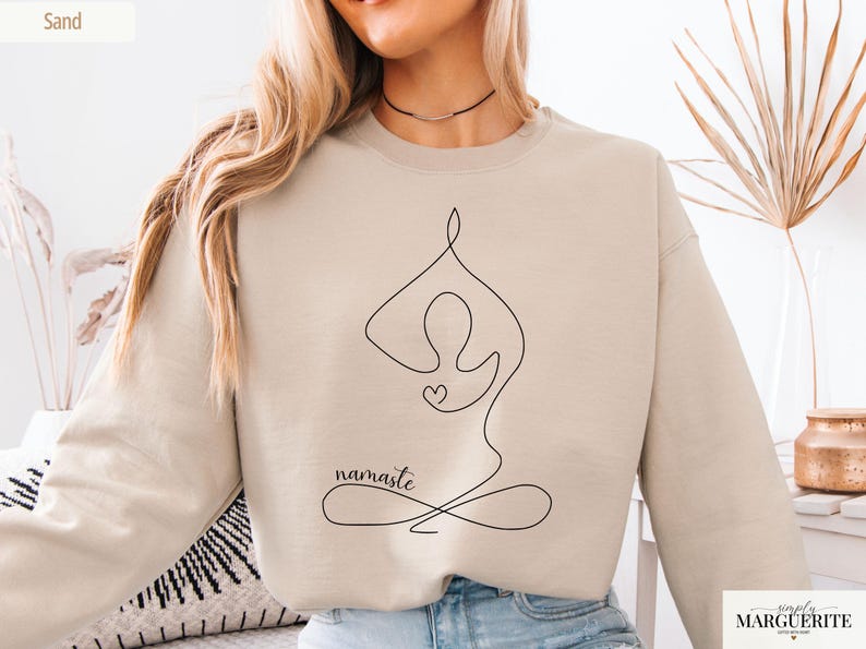 Yoga Shirt Women Namaste Sweatshirt Yoga Clothing Spiritual T-Shirt Pilates Top Meditation Lotus Shirt Fitness Casual Yoga Gift image 1