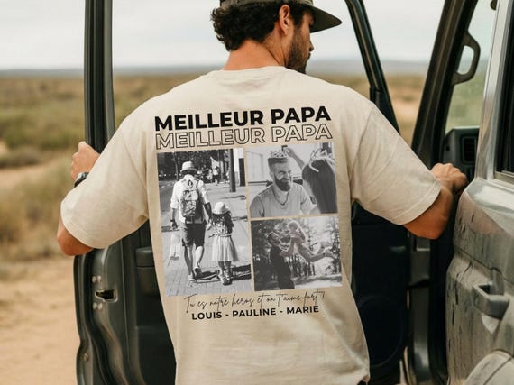 T-shirt photo personnalisé papa, cadeau fete des peres, papa personnalisation, anniversaire papa, idee cadeau papa original