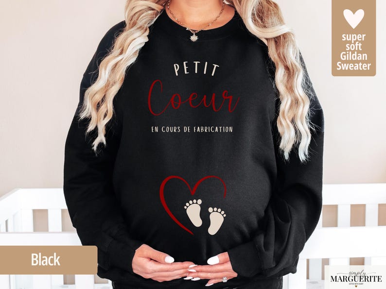 T-shirt annonce grossesse, annonce bébé, cadeau femme enceinte, tshirt grossesse future maman baby reveal petit cœur en cours de fabrication bild 5