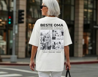 Beste Oma Bester Opa T-Shirt Personalisiert mit Foto, Geschenk Großeltern, Fotokollage Kindernamen, Vatertagsgeschenk, Oma Geburtstag