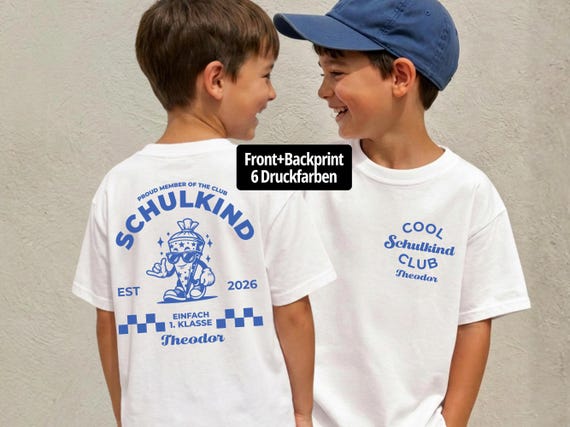 Cool Schulkind Club Shirt Front Back Print 2026 • Einschulung Geschenk Jungen Mädchen • Erster Schultag Personalisiert • Schulanfang T-Shirt