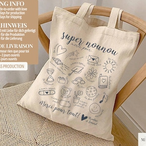 Cadeau nounou personnalisé – Tote bag merci nounou Noël | Cadeau fin d’année crèche avec prénom enfant, idée cadeau pas cher nounou image 5