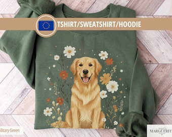Golden Retriever Sweatshirt Cottagecore – Vintage Floral Dog Lover Shirt / Hoodie, Golden Retriever Mom Gift, Pet Lover Gift