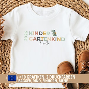 Personalisiertes Kindergartenkind Shirt Dino für Kindergartenstart, Geschenk für Start Kita, T-Shirt mit Namen Erster Kindergartentag imagem 1