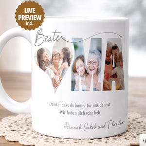 Oma Fototasse personalisiert mit Namen – Foto Tasse Oma Geschenk, personalisierte Tasse mit Bildern, Geschenk Oma Geburtstag, Muttertag Oma