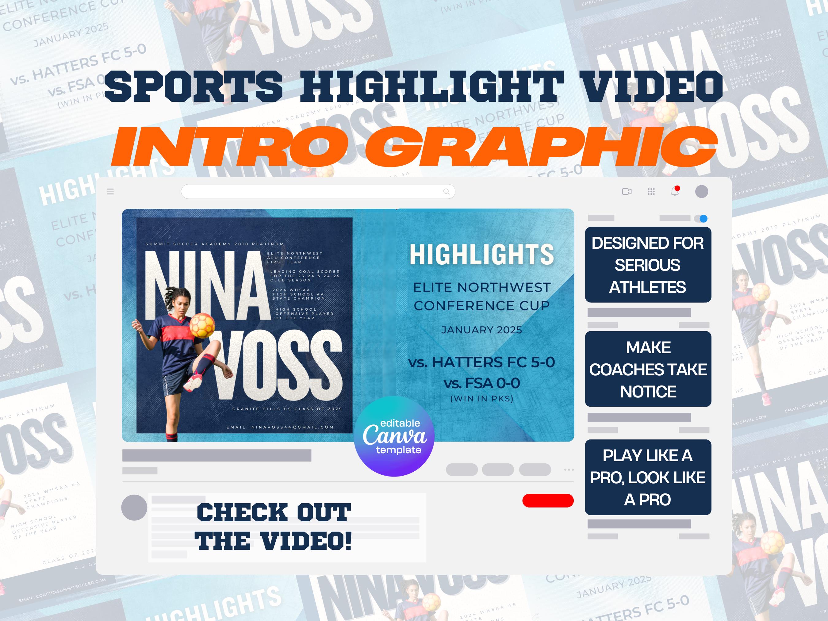 Sports Highlight Video Intro Graphic | Editable Canva Template ...