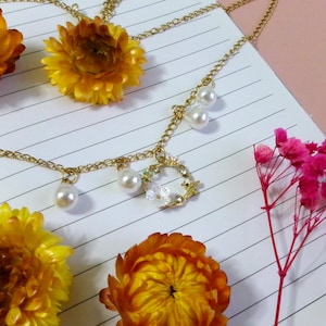Pendant necklace, gold necklace, chain necklace, handmade necklace, decorated necklace, short necklace