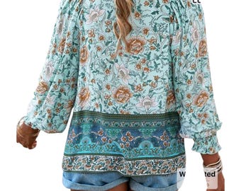 N- Boho Hippie Style (XL) Loose Flowy Blouse