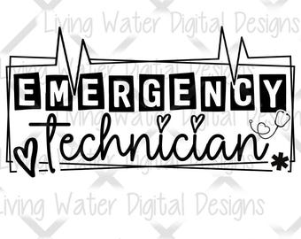 Emergency Technician SVG | ER Tech Shirt Design | Medical Field Digital Download | Emergency Department PNG