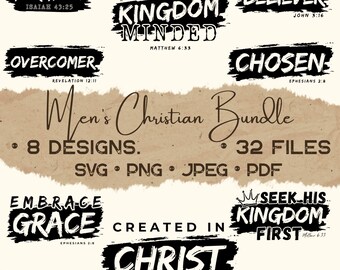 Men’s Christian SVG Bundle | Faith Bible Verse Designs | Jesus Religious PNG DTF Set