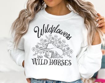Lainey Wilson Flores silvestres y caballos salvajes SVG m / Música country Vaquera occidental Archivo digital PNG