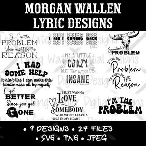 Morgan Wallen Lyric SVG Bundle: Country Music Song Quotes (Digital Download