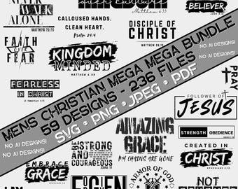 Christian SVG | Men’s Mega Christian SVG Bundle | Huge Faith Based Design Set | Religious Quotes for Men