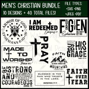 Christian SVG Bundle | Men’s Bible Verse SVG Bundle | Faith Based Design Set | Religious Quotes for Men