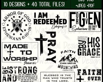 Christian SVG Bundle | Men’s Bible Verse SVG Bundle | Faith Based Design Set | Religious Quotes for Men