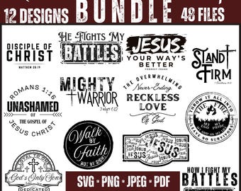 Men’s Rustic Christian SVG Bundle | 12 Designs | Faith PNG Bible Verse Sublimation DTF Set
