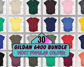 Gildan 64000 T-shirt Mockup Bundel | 30 softstyle-kleuren (digitale download)