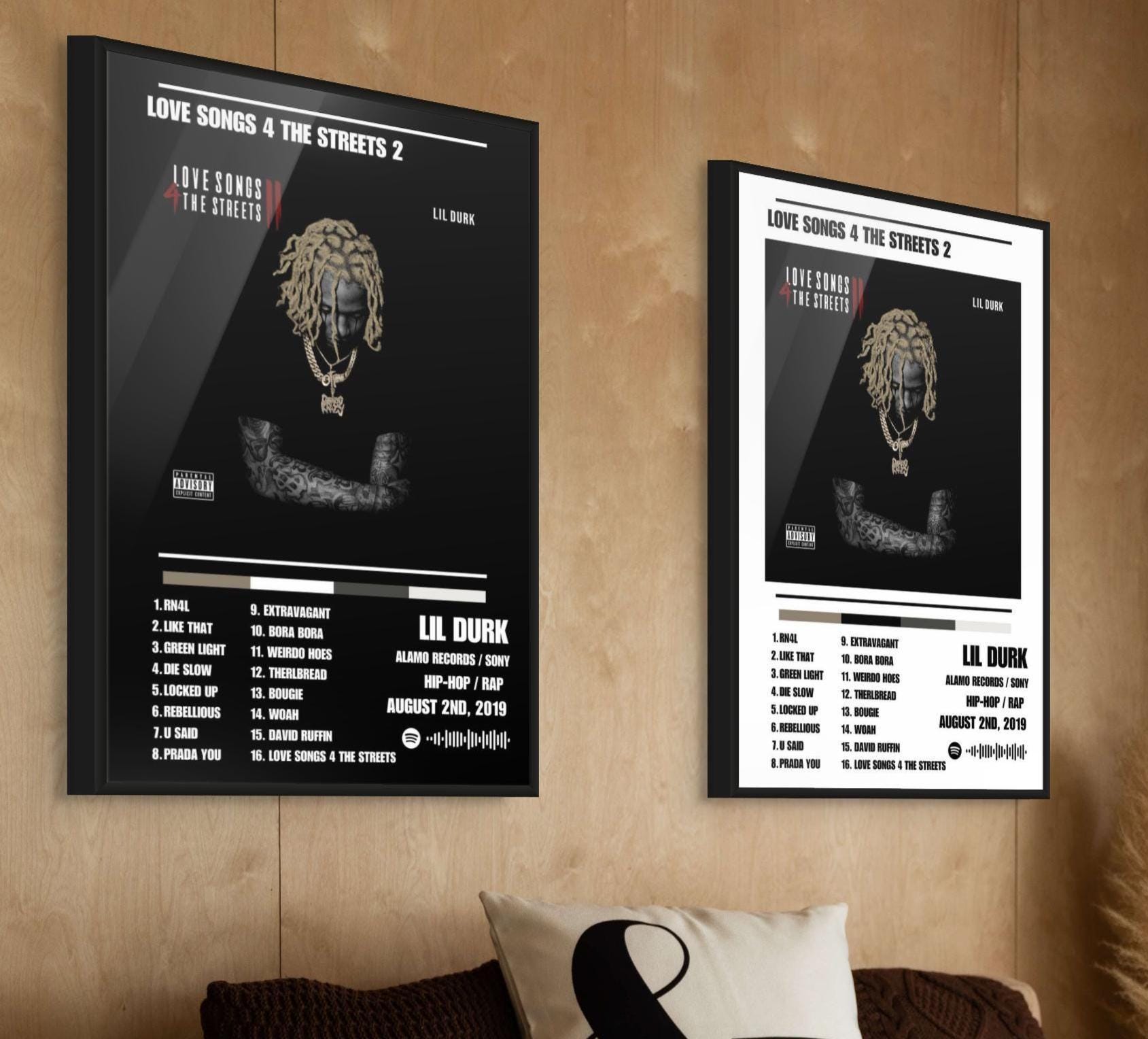Lil Durk Set of 2 Digital Album Poster - Love Songs 4 The Streets 2 Poster - Rap Tracklist Poster - OTF - Wallpaper - INSTANT DOWNLOAD