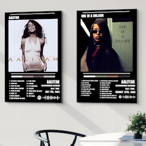 Aaliyah Set of 2 Digital Poster - One In A Million Poster - RnB Album Tracklist Poster - Digital Prints - Wallpaper - INSTANT DOWNLOAD