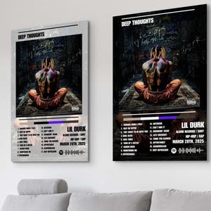 Póster digital del álbum Lil Durk (2 unidades) - Póster "Pensamientos profundos" - Póster con la lista de canciones del álbum de hip hop - OTF - Fondo de pantalla - DESCARGA INSTANTÁNEA