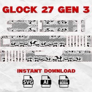 Gráficos vectoriales de desplazamiento de corredera para Glock 26 y 27 Gen 3