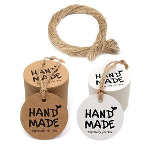 100 étiquettes cadeaux en papier kraft, merci d'avoir célébré avec nous, étiquettes faites à la main
