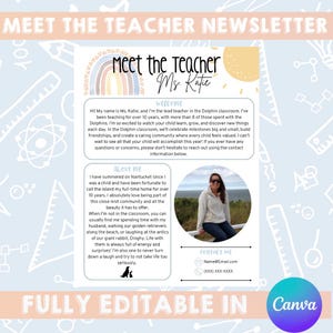 Editable Meet the Teacher Template (Rainbow) | Back to School | Open House Parent Handout