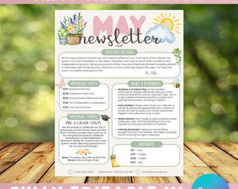 Sjabloon voor de nieuwsbrief van de peuterspeelzaal in mei | Bewerkbaar Canva | Kinderopvang, Kinderdagverblijf, School & Oudervereniging | Thema einde schooljaar