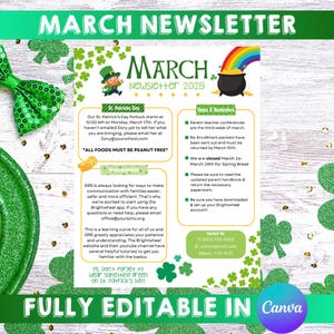 March Editable Template: PTO, PTA, Newsletter, Flyer, School Handout ...