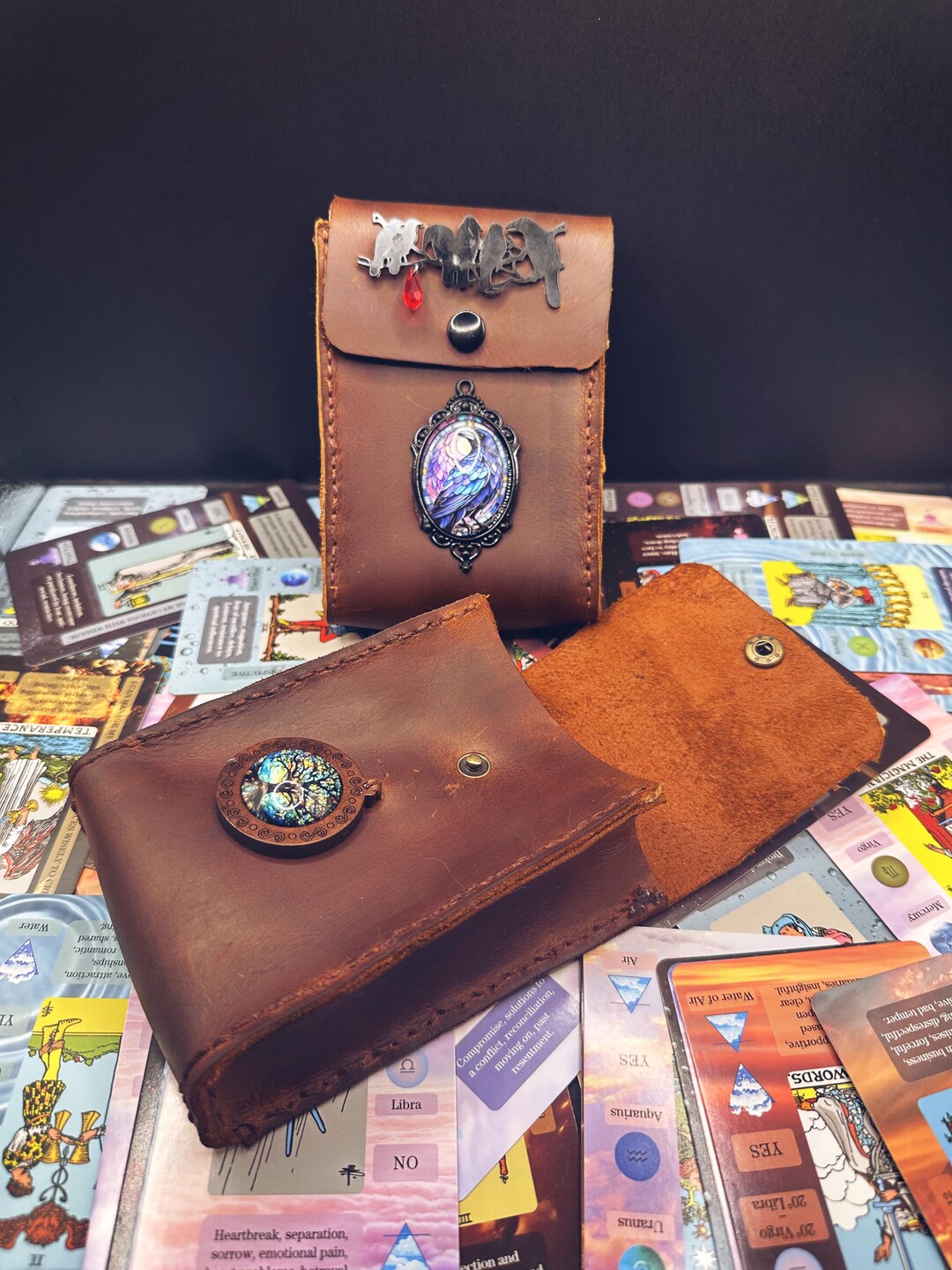 Handcrafted Leather Tarot Card Pouch Hand Tooled and Sewn - Etsy