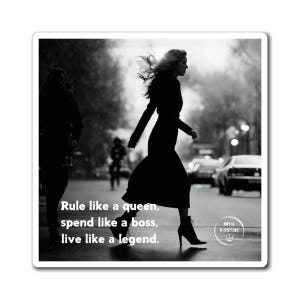 Empowering Quote Fridge Magnet - “Rule Like a Queen” - Feminist Decor for Strong Women - Black and White Photo - Motivational Gift for Her