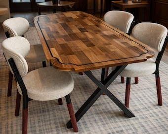 natural walnut dining table, wood dining table