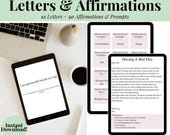 Digital Self Care Kit for Anxiety Relief | 12 Open When Letters & 50 Daily Affirmations | Mindset Reset Bundle, Printable Wellness Gift