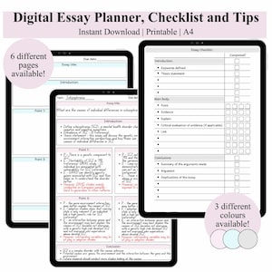 Digital Essay Planner, Template, Checklist, Tips, Mind Map With References, Essay Outline, Printable, Essay Writing Organizer For Students