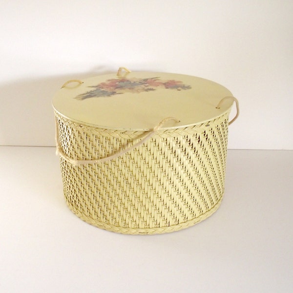 Vintage Wicker and Wood Sewing Box or Basket