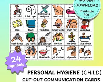 Personal Hygiene (Child) - 24 cut-out PCS symbols AAC Boardmaker Digital Download Picture Communication Autism ASD Non Verbal Printable