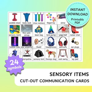 Sensory Items - 24 Cut-out PCS Symbols - AAC Boardmaker Digital ...