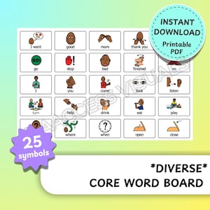 Core Words Diverse Boardmaker Digital Download - PDF Autism Non Verbal Speech Therapy Picture Communication PCS AAC Printable