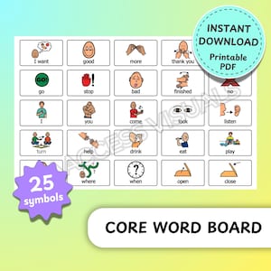 Core Words Boardmaker Digital Download - PDF Autism Non Verbal Speech Therapy Picture Communication PCS AAC Printable
