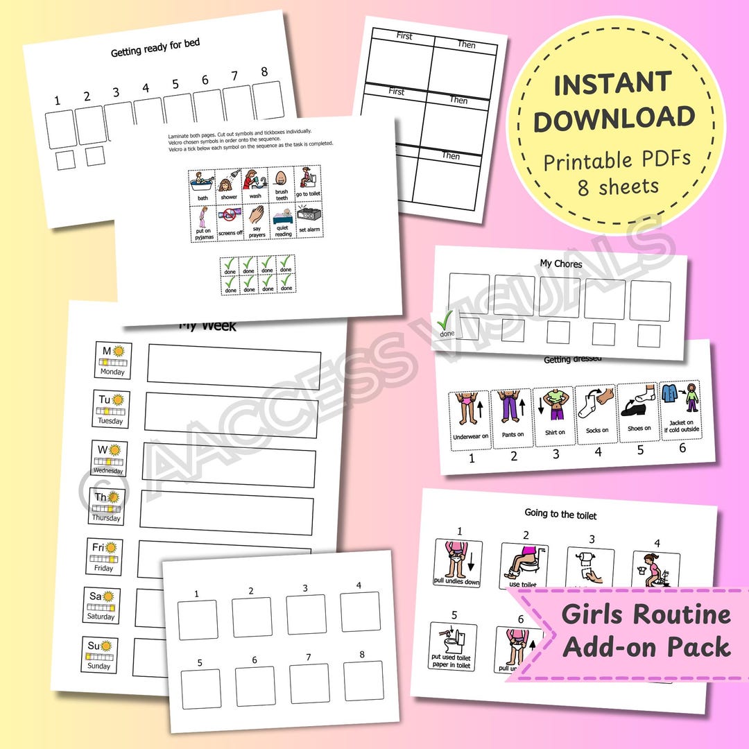Girls Routine Add-on Pack - AAC Symbols Boardmaker Picture ...