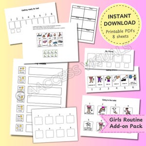Girls Routine Add-on Pack - AAC symbols Boardmaker Picture Communication Digital Download Autism ASD Non Verbal Speech Therapy PCS Printable