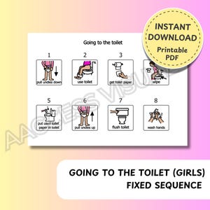 Girls Going to the Toilet sequence - AAC symbols Boardmaker Picture Communication Digital Download Autism ASD Non Verbal PCS Printable