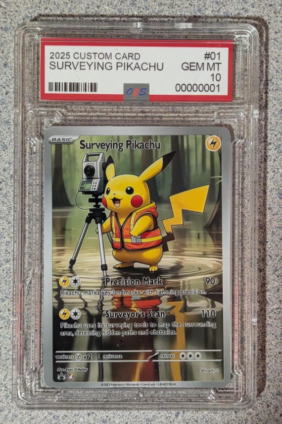 Surveyor Pikachu - Custom Trading Card Slab - Etsy