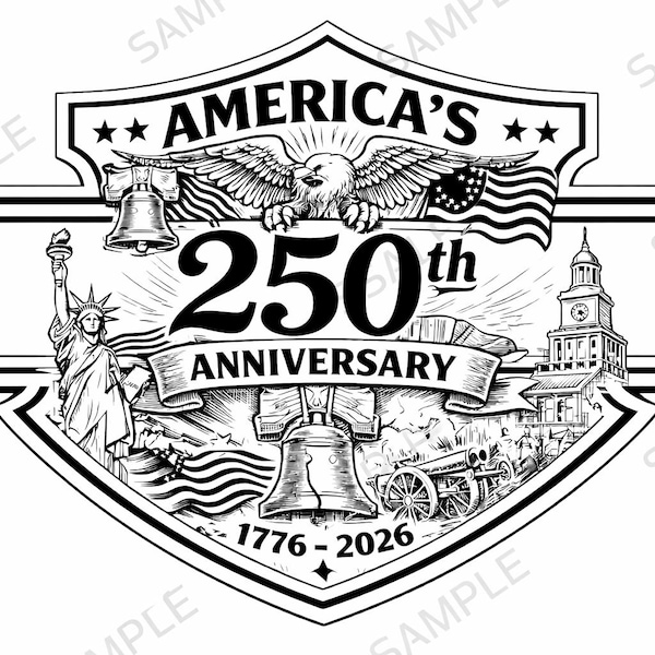 File per incisione laser del 250° anniversario degli Stati Uniti / Disegno dello scudo con aquila patriottica (Download digitale)