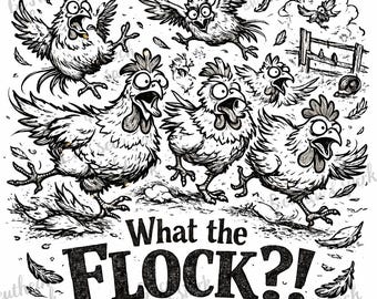 Crazy Chickens PNG File: Barnyard Chaos Flock Design (Digital Download) Laser Engraving / Cricut File