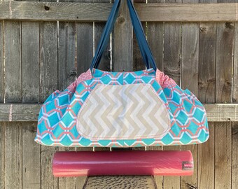 Gym Bag, Reversible XL Yoga Mat Tote Bag, Beach Bag, YogaTote, by Rebecca Yarbrough, OOAK