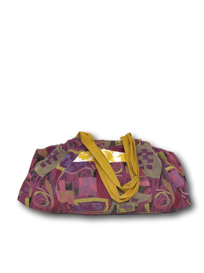 Yellow Print and Fun Colored Graphics Reversible Yoga Mat Tote Bag Gym Bag Extra Large Beach Bag YogaTote by Rebecca Yarbrough OOAK Tennis
