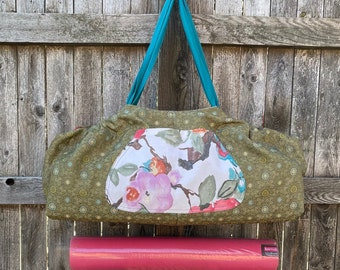 Gym Bag, Reversible XL Yoga Mat Tote Bag, Beach Bag, YogaTote, by Rebecca Yarbrough, OOAK