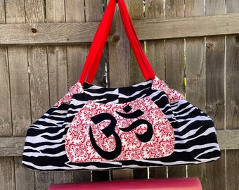 Reversible Yoga Mat Tote Bag Gym Bag Extra Large Bag Beach Bag YogaTote by Rebecca Yarbrough OOAK