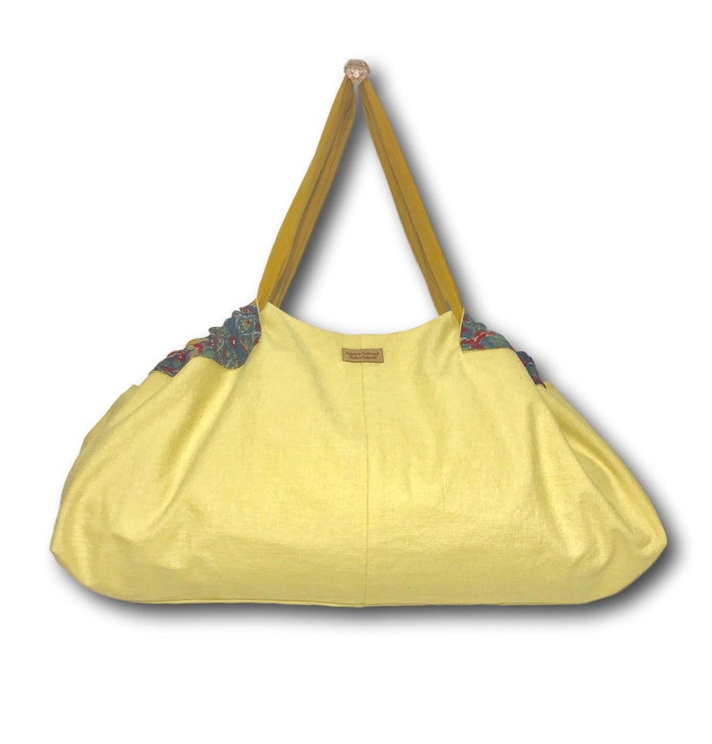 Mellow Yellow Yoga Mat Tote Bag Gym Bag Reversible Extra Large Beach Bag YogaTote by Rebecca Yarbrough OOAK